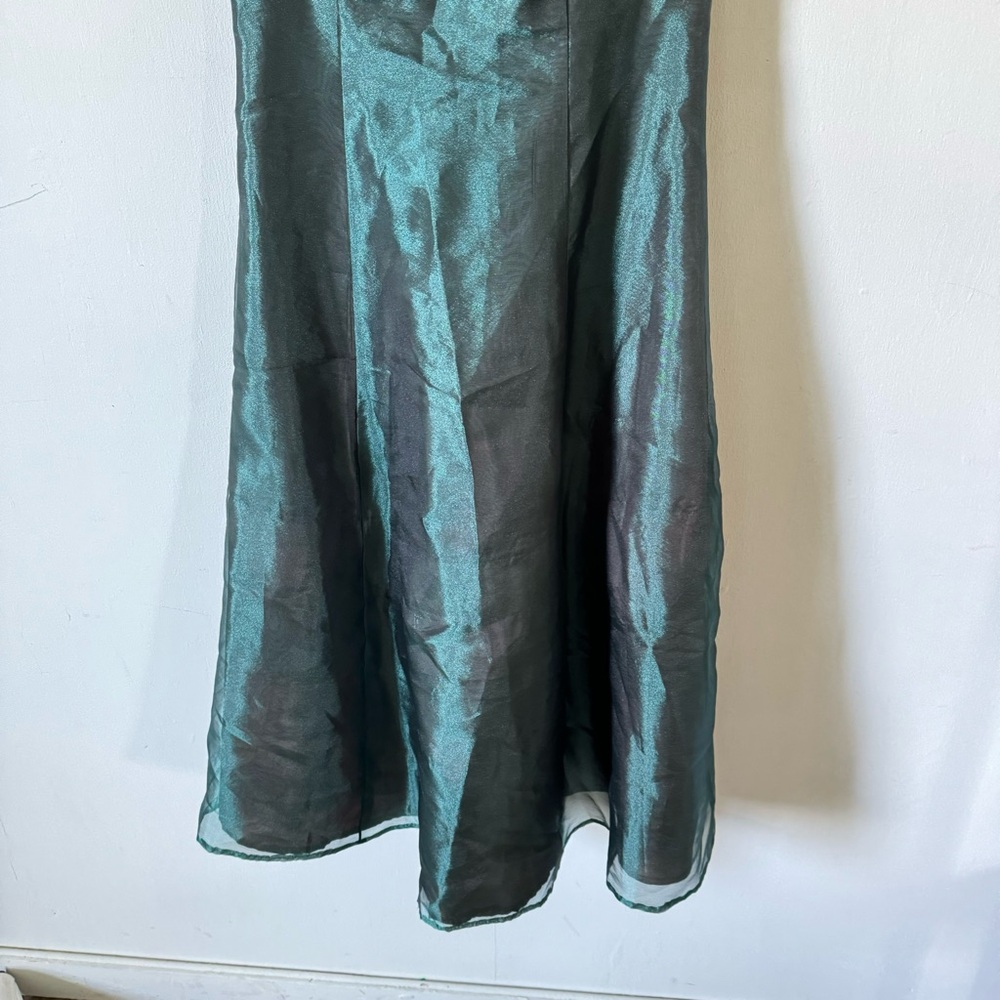 Vintage 90s Dress Forrest Fairy Green Sheer‎ Beaded Iridescent Prom Party size 8 - Picture 5 of 10